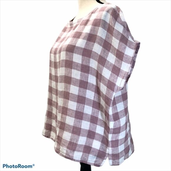 Cynthia Rowley 100% Linen Checkered Top. NWT. Size S. - Picture 2 of 5